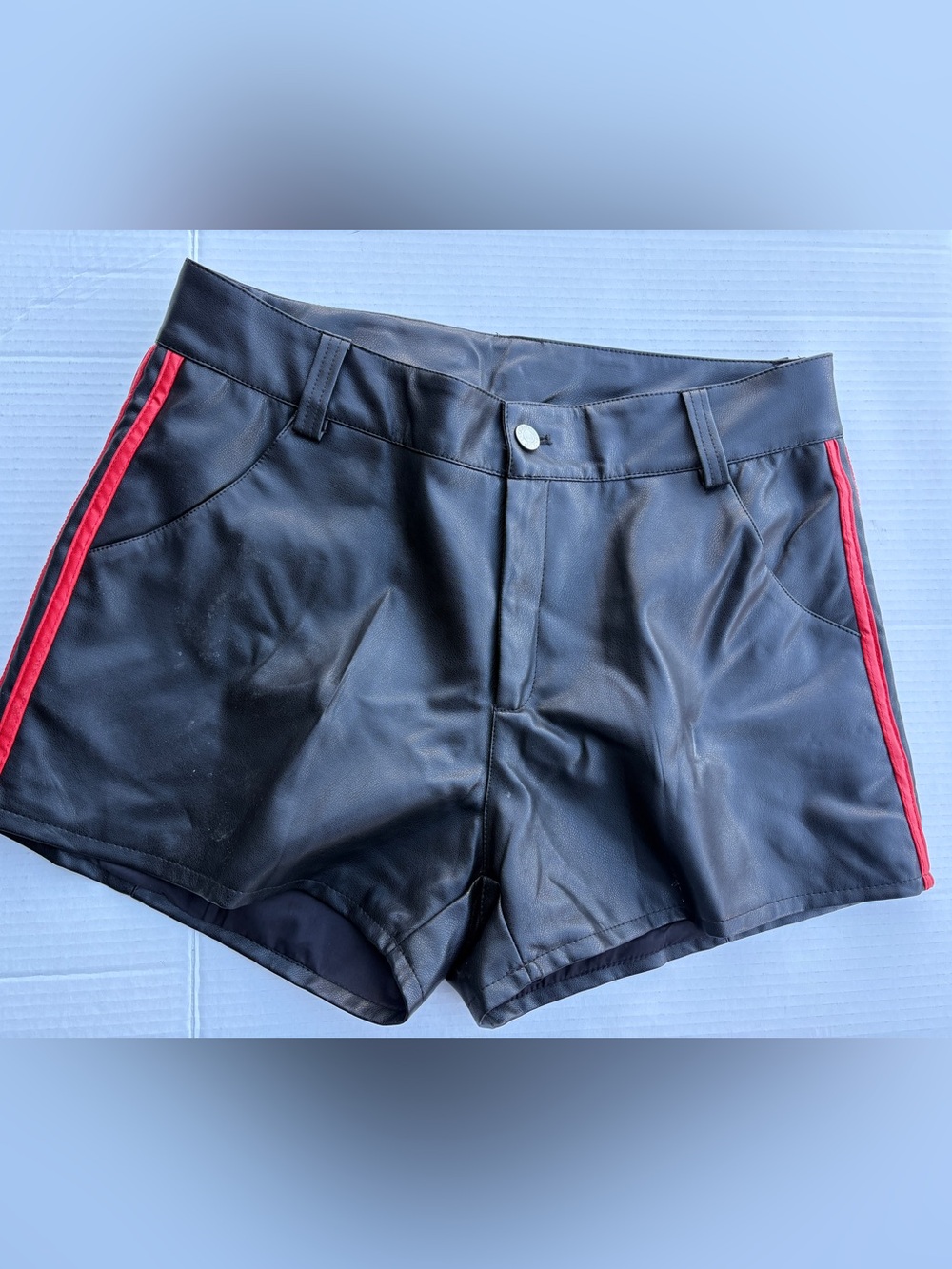Black Faux Leather High-Waist Shorts